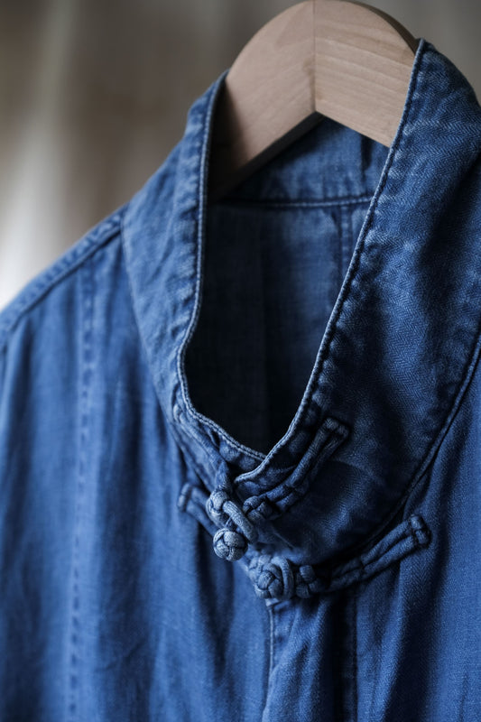 Porter Classic - INDIGO LINEN CHINESE JACKET (Products are available at Anemone Studio)