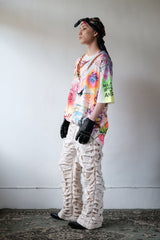 Off-White Denim Flared Jeans 伴訂製款式 米白手工破壞闊腿寬褲