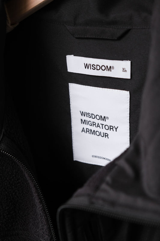 WISDOM 22AW Hollow-Fleece Splice Outer - Black 台灣機能設計師品牌 刷毛拼接立領外套