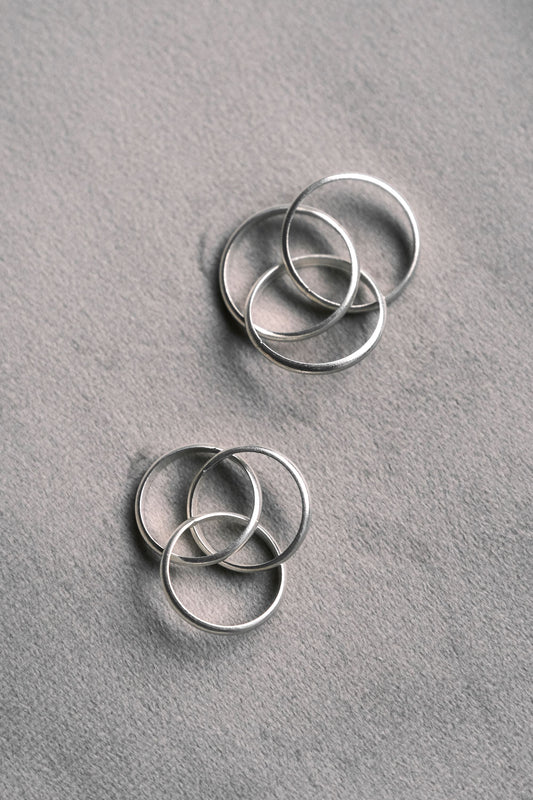 Minimalist sterling silver 999 three-ring ring