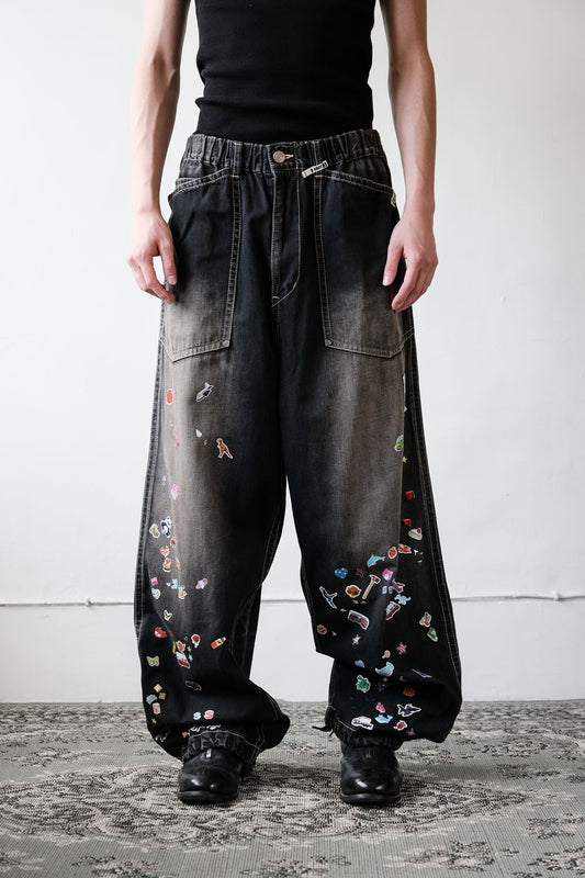 Maison Mihara Yasuhiro 25S/S Baker Jeans w Sticker Japanese designer brand Mihara Yasuhiro light washed denim sticker wide pants