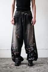 Maison Mihara Yasuhiro 25S/S Baker Jeans w Sticker Japanese designer brand Mihara Yasuhiro light washed denim sticker wide pants