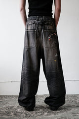 Maison Mihara Yasuhiro 25S/S Baker Jeans w Sticker Japanese designer brand Mihara Yasuhiro light washed denim sticker wide pants