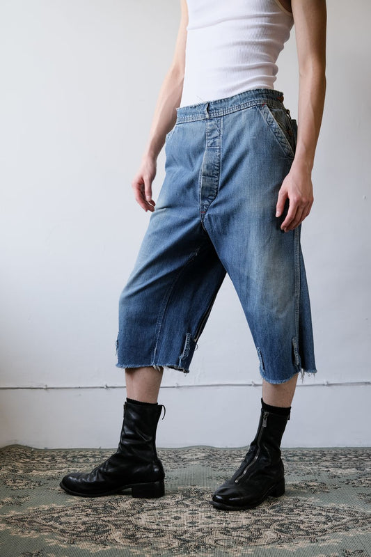 Remake Vintage Union Made Denim Overalls Shorts 古著丹寧吊帶褲改製短褲