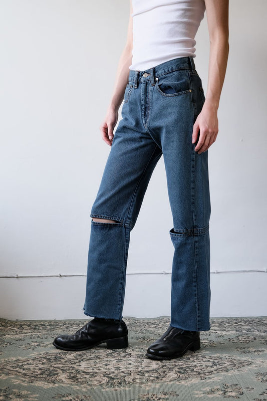 NAMACHEKO ISIN Denim Jeans - Snow Wash Overdye Belgian designer brand washed jeans