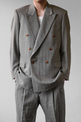 Lancas Gentleman Suit Set 米灰細紋 雙排扣成套西裝