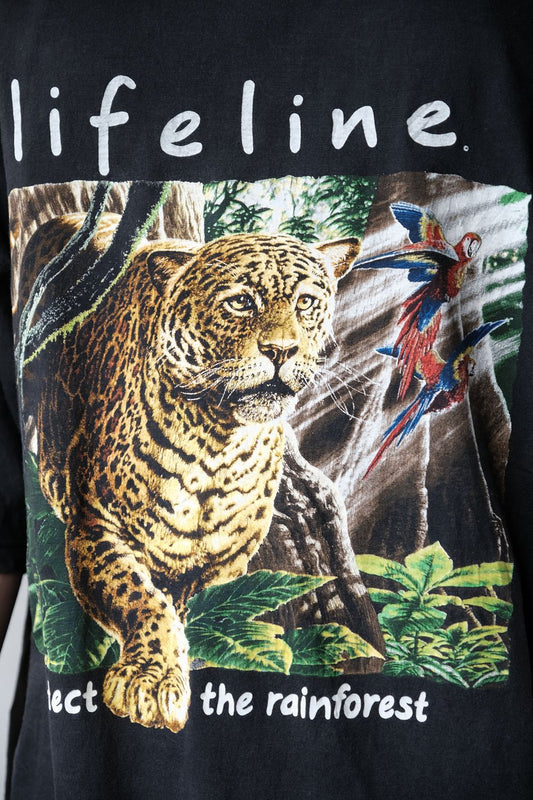 2000's Vintage "Lifeline" Jaguar Print Tee Vintage leopard animal print short T