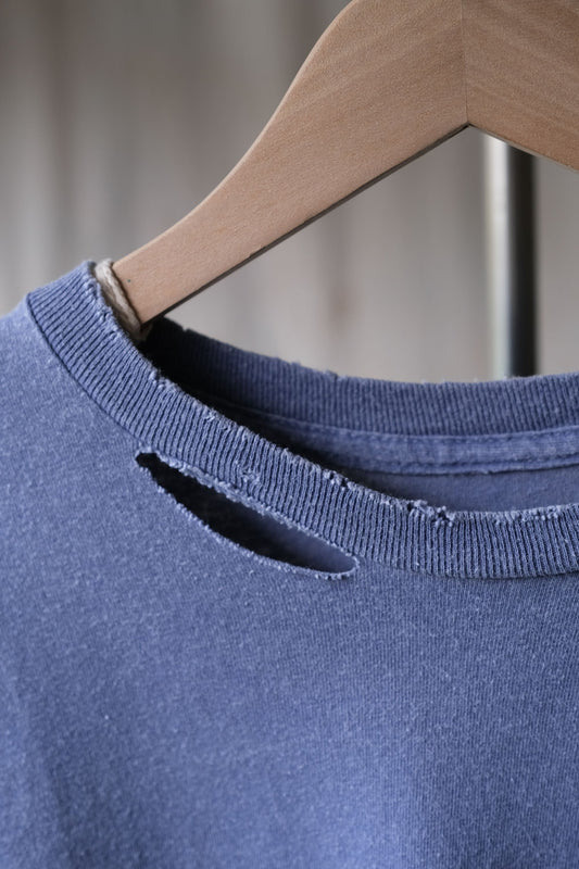 ANCELLM "EMBROIDERY DYED LS T-SHIRT" - NAVY 日本設計師品牌 染色破壞作舊長袖Tee
