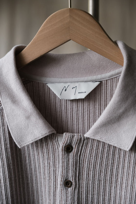 ANCELLM HENLEY RIB L/S T-SHIRT GRAY日本設計師品牌 螺紋針織亨利領長袖衫