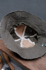 Custom Remake Distressed Canvas Bucket Hat 舊化 拼布 雙色 改製 帆布 漁夫帽