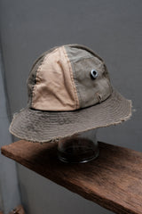 Custom Remake Distressed Canvas Bucket Hat 舊化 拼布 雙色 改製 帆布 漁夫帽