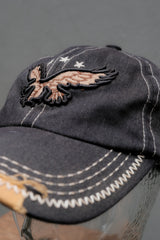 Vintage Distressed Eagle Embroidery Hat 飛鷹刺繡破壞撞色雙層帽沿老帽