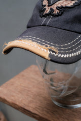 Vintage Distressed Eagle Embroidery Hat 飛鷹刺繡破壞撞色雙層帽沿老帽