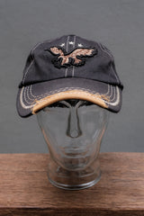Vintage Distressed Eagle Embroidery Hat 飛鷹刺繡破壞撞色雙層帽沿老帽