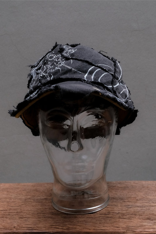 Custom Hand-Painted Distressed Patchwork Mesh Cap 手繪破壞解構拼接軍帽