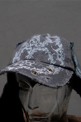 Custom Hand-Painted Distressed Aviator Flap Cap手繪荊棘飛行帽