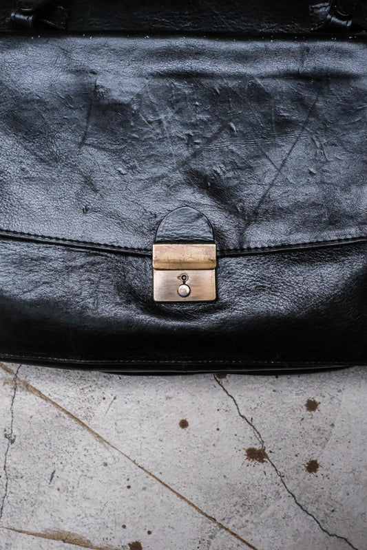 Vintage Black Cowhide Leather 2-Way Briefcase 2000年 復古黑色牛皮兩用公事包