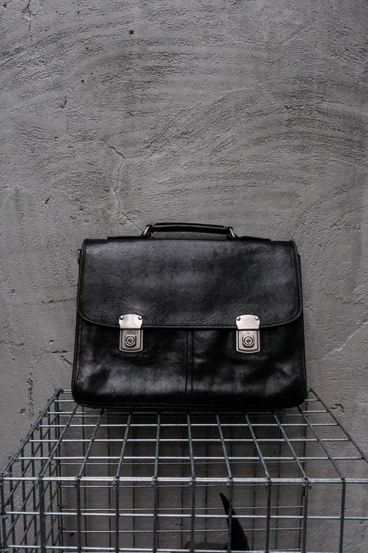 Vintage Black Cowhide Leather Briefcase復古黑色牛皮手提公事包