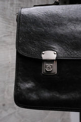 Vintage Black Cowhide Leather Briefcase復古黑色牛皮手提公事包