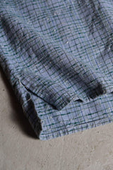 French 70's~80's Vintage Night Smock Shirt French vintage three-dimensional plaid stitched long version pajama shirt (product available at Hai Anemone Studio)