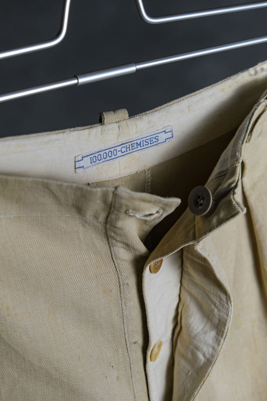 French Vintage “100.000-Chemises” Khaki Shorts 法國古著 老式斜紋布工作短褲