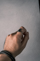 European Vintage Black Oval Cabochon Sterling Silver  Ring 歐洲古董 黑色橢圓蛋面石純銀戒