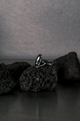 European Vintage Black Oval Cabochon Sterling Silver  Ring 歐洲古董 黑色橢圓蛋面石純銀戒
