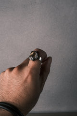 Vintage Dutch Claw-Set Rutilated Quartz Wide 835 silver Band Ring 荷蘭古董 爪鑲金髮晶 835寬版銀戒