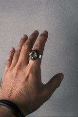 Vintage Dutch Claw-Set Rutilated Quartz Wide 835 silver Band Ring 荷蘭古董 爪鑲金髮晶 835寬版銀戒