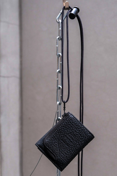 Yorozu - Kirihana 3 Fold Neck Wallet 日本小眾設計品牌 荔枝皮革三折吊掛錢包 日本製