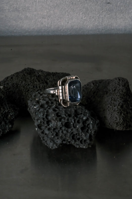 Vintage German Art Deco Blue Stone Ring – 835 Silver 德國古董 裝飾藝術 藍石 835銀戒