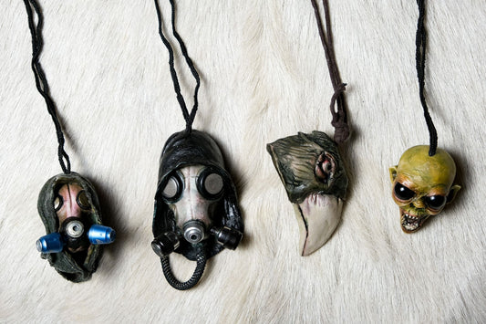 Handmade Craft Dark Style Mask Necklace  手工黏土製品 暗黑風格面具項鍊 吊飾