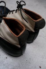 Paul Harnden Shoemakers Black and White Leather Lace-up Ankle Boots 英國先鋒品牌 黑白拼接皮革綁帶短靴 英國手工製作