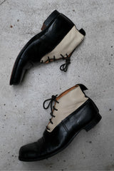 Paul Harnden Shoemakers Black and White Leather Lace-up Ankle Boots 英國先鋒品牌 黑白拼接皮革綁帶短靴 英國手工製作