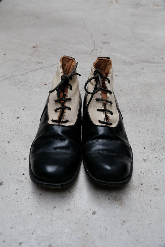 Paul Harnden Shoemakers Black and White Leather Lace-up Ankle Boots 英國先鋒品牌 黑白拼接皮革綁帶短靴 英國手工製作