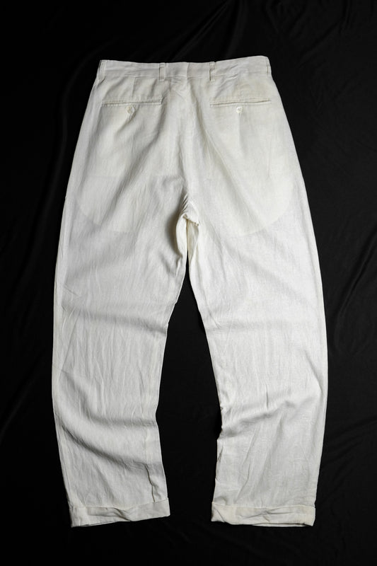 80~90’s Vintage Linen Rayon 2 Tuck Pants 古著 亞麻嫘縈混紡打褶西裝褲