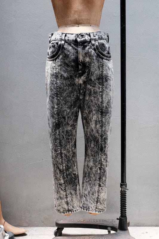 NAMACHEKO Acid Wash Paneled Denim Trousers 雪花洗拼接丹寧褲