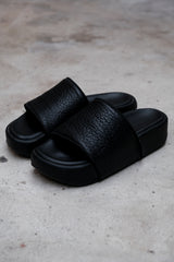Y-3 Yohji Yamamoto Slide Sandals Black 荔枝皮革後底拖鞋 全新