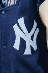 1990s Majestic New York Yankees Letterman Jacket, a classic wool baseball jacket from the 1990s New York Yankees.