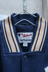 1990s Majestic New York Yankees Letterman Jacket, a classic wool baseball jacket from the 1990s New York Yankees.