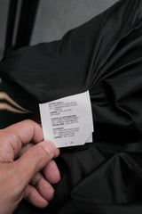 Vintage Delong Green Wool Blend Varsity Bomber Jacket, Made in USA, Retro Preppy Style, Wool and Leather Sleeve Baseball Jacket