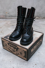 White’s × Rose Anvil Handmade Lace-Up Work Boots – Black 聯名款 經典美式手工製黑色工裝靴  美國製 全新