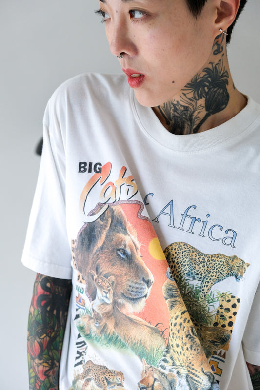 Big Cats of Africa Vintage Tee 非洲獅 花豹 動物印花古著老T