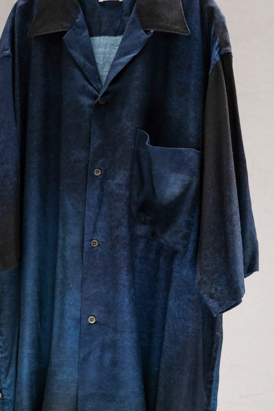 YOKE 24SS GRADATION PRINTED OPEN COLLAR SHIRT – Navy