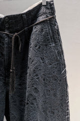 s'yte PAISLEY PATTERN JACQUARD CUT-OUT DESIGN TASSEL STRING 2-TUCK PANTS
