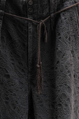 s'yte PAISLEY PATTERN JACQUARD CUT-OUT DESIGN TASSEL STRING 2-TUCK PANTS