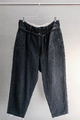s'yte PAISLEY PATTERN JACQUARD CUT-OUT DESIGN TASSEL STRING 2-TUCK PANTS