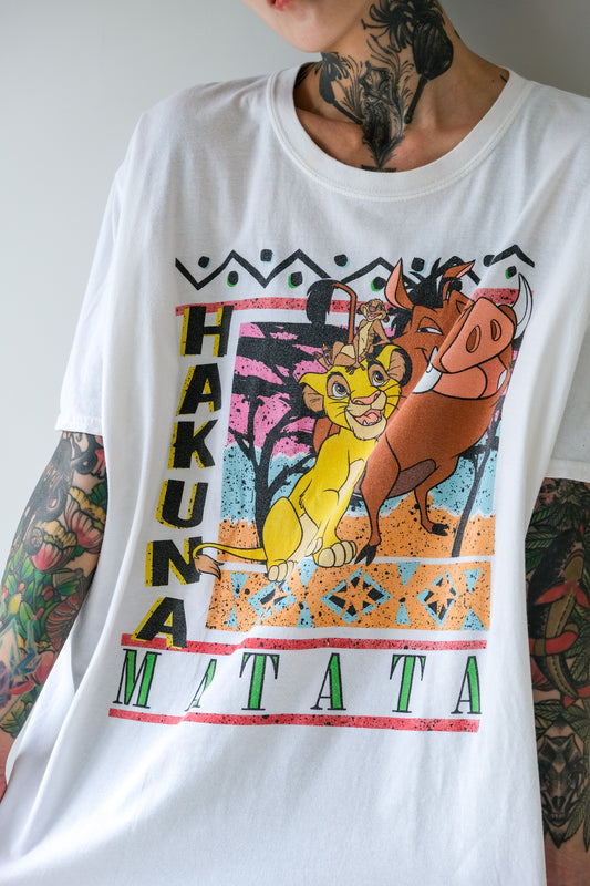 Lion King Hakuna Matata Vintage Tee 迪士尼 獅子王 電影 印花古著老T