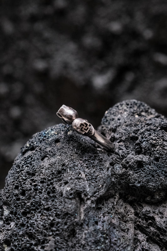 Fate co 2LCS Ring 日本銀飾品牌 雙骷顱頭戒指卍字925純銀 附保卡