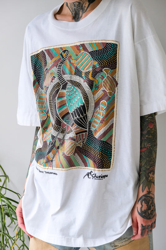 Vintage Churinga Australia Aboriginal Art Tee 古著 澳大利亞原住民藝術印花短T